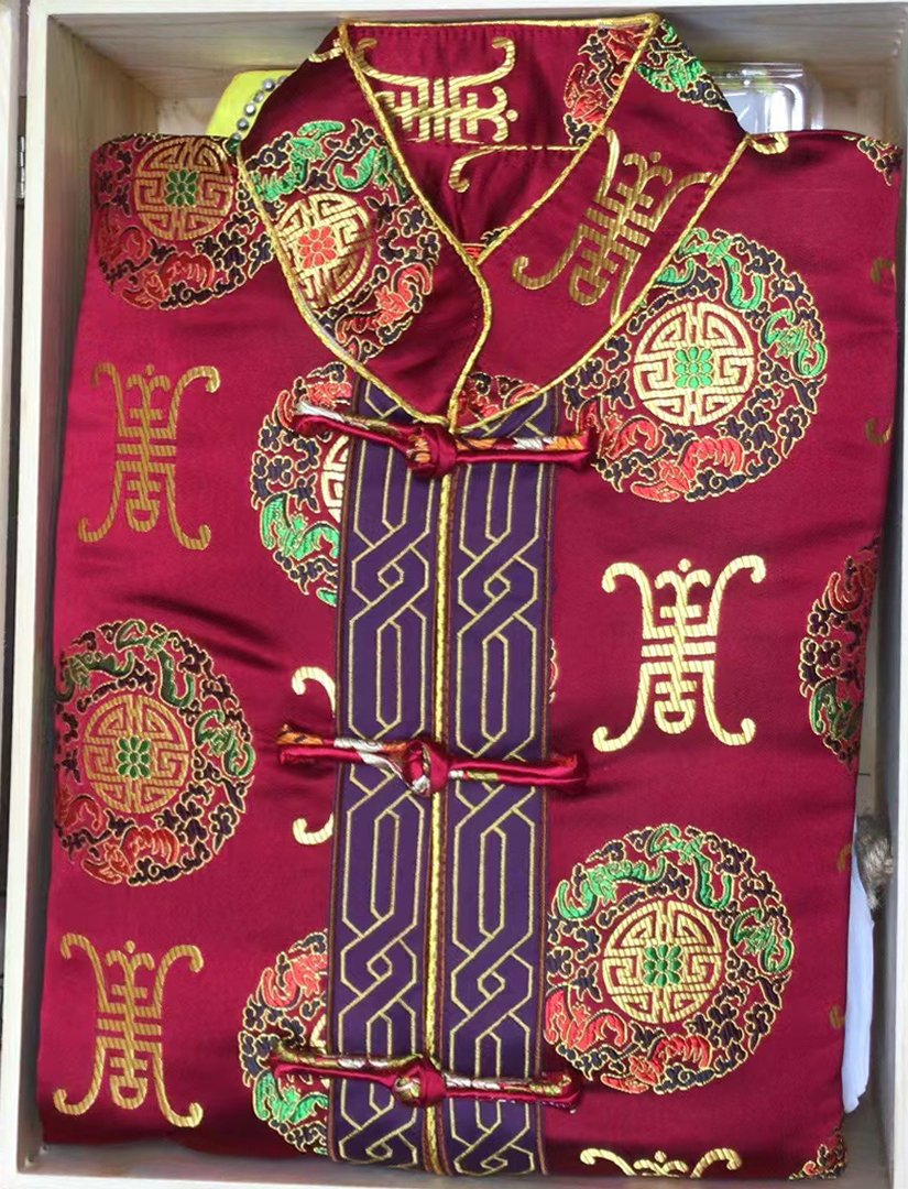 红色中式唐装寿衣