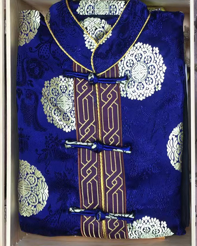 蓝色中式唐装寿衣